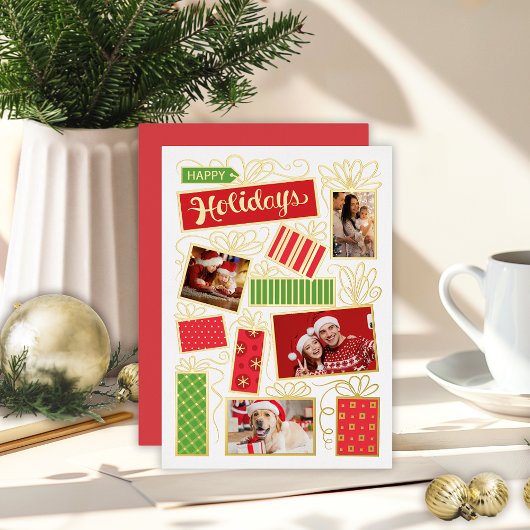 5 Foto Collage Kerst Folie Vakantie Kaart