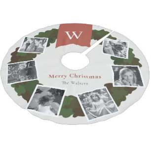 5 Foto Collage Krans Monogram Bourgogne Kerstboom Rok
