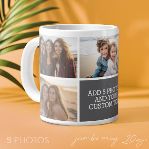 5 Foto Collage met Tekst - Minimaal Grijs Wit Grote Koffiekop
