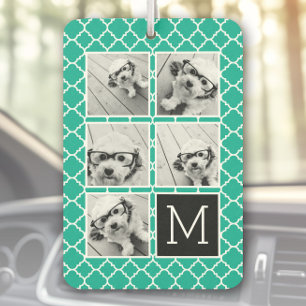 5 Foto Collage Monogram - Smaragdgroen en Zwart Luchtverfrisser