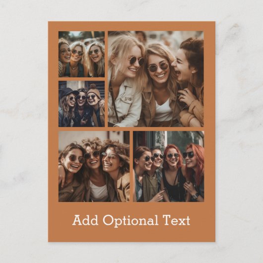 5 Foto Collage optionele tekst — KAN Kleur bewerke Briefkaart (Voorkant)