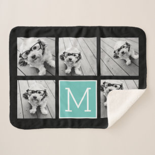 5 Foto Collage optionele tekst — KAN Kleur bewerke Sherpa Deken