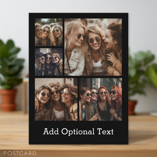 5 Foto Collage optionele tekst — KAN Zwart bewerke Briefkaart