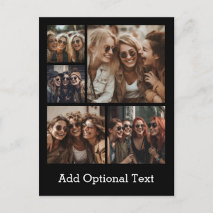 5 Foto Collage optionele tekst — KAN Zwart bewerke Briefkaart