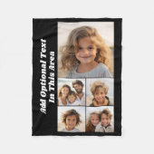 5 foto collage optionele tekst - kan zwart bewerke fleece deken (Voorkant)