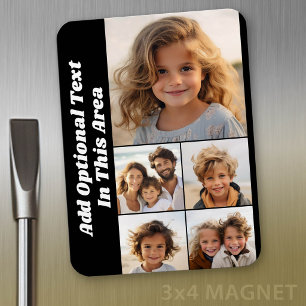5 Foto Collage Optionele tekst - kan zwart bewerke Magneet