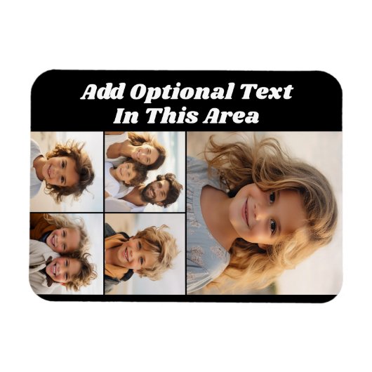 5 Foto Collage Optionele tekst - kan zwart bewerke Magneet (Horizontaal)