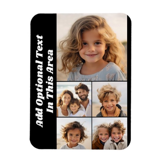 5 Foto Collage Optionele tekst - kan zwart bewerke Magneet (Verticaal)