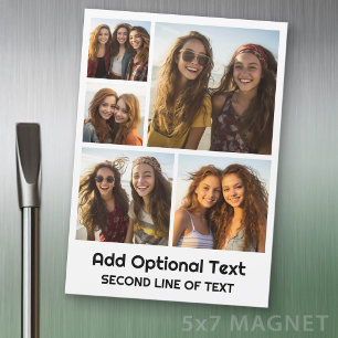 5 Foto Collage Optionele Tekst -- Koelkastmagneet