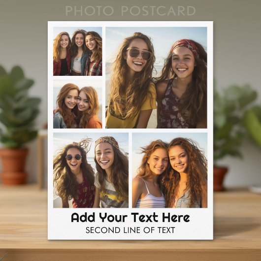 5 foto-collage optionele tekst - Minimaal modern Briefkaart