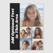 5 Foto Collage Optionele Tekst - Zwart - Magneet (Voorkant)
