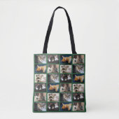 5 Foto Collage Patroon Groene Rand Tote Bag (Voorkant)