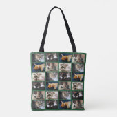 5 Foto Collage Patroon Groene Rand Tote Bag (Achterkant)
