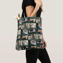 5 Foto Collage Patroon Groene Rand Tote Bag