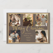 5 Foto Collage Prettig Kerstfeest Goud  Vakantie Feestdagenkaart (Voorkant)