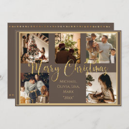 5 Foto Collage Prettig Kerstfeest Goud  Vakantie Feestdagenkaart