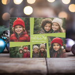 5 Foto Collage Retro Joy en Peace Green Feestdagenkaart<br><div class="desc">Gebruik vijf afbeeldingen om een uniek en trendy Merry-kerstmemento te maken. Als u om het even wat rond moet bewegen,  klik op de aanpassingsknoop om veranderingen aan te brengen.</div>