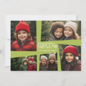 5 Foto Collage Retro Vreugde en Vrede Groen Feestdagenkaart (Voorkant)