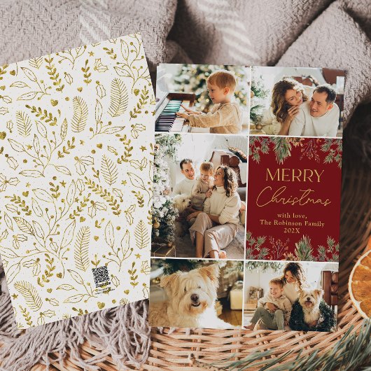 5 Foto Collage Rode Kerstkaarten Feestdagenkaart