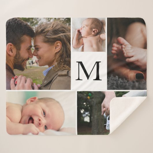  5-foto collage Sherpa deken (Voorkant (horizontaal))