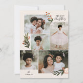 5 Foto Collage Terracotta Boho Floral Kerstmis Feestdagenkaart (Voorkant)