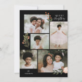 5 Foto Collage Terracotta Boho Floral Kerstmis Feestdagenkaart (Voorkant)