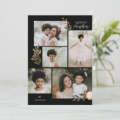 5 Foto Collage Terracotta Boho Floral Kerstmis Feestdagenkaart (Staand voorkant)