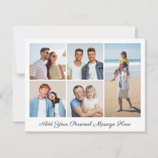 5 Foto Collage Voeg je eigen Groet Toe Plat Kaart (Voorkant)