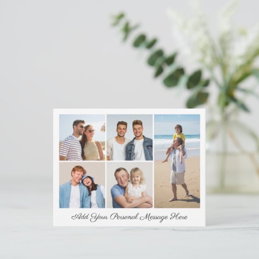 5 Foto Collage Voeg je eigen Groet Toe Plat Kaart (Staand voorkant)
