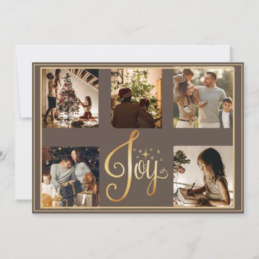5 foto collage vreugde goud Kerstmis Kerst vakanti Feestdagenkaart (Voorkant)