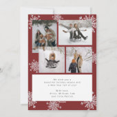 5 foto collage Vrolijk Kerstmis sneeuwvlokken rood Feestdagenkaart (Achterkant)