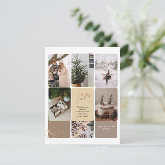 5 Foto Collage Vrolijke Kerstgroet Feestdagenkaart (Staand voorkant)