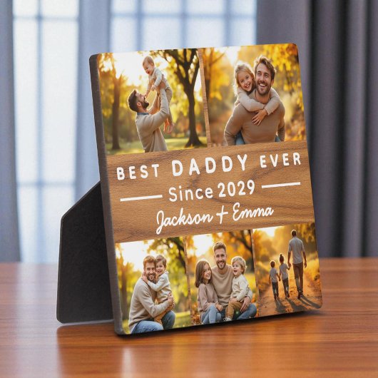 5 Foto Collage Wood Vaderdag Beste Daddy Ooit Fotoplaat