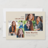 5 Foto College Afstuderen Auburn Cream Aankondiging (Voorkant)