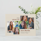 5 Foto College Afstuderen Auburn Cream Aankondiging (Staand voorkant)