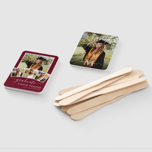 5 Foto Eenvoudig Afstuderen Bourgondië Wit Handwaaier (Niet-gemonteerd)