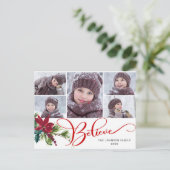 5 Foto Elegant Poinsettia KerstGELEVE Briefkaart (Staand voorkant)