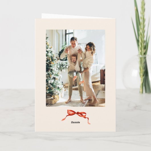 5 Foto Feestelijke Boho Rode Kerstboog lint Feestdagen Kaart (Achterkant)