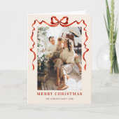 5 Foto Feestelijke Boho Rode Kerstboog lint Feestdagen Kaart (Voorkant)