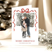 5 Foto Feestelijke Boho Rode Kerstboog lint Feestdagen Kaart