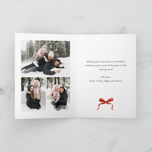 5 Foto Feestelijke Boho Rode Kerstboog lint Feestdagen Kaart (Binnen)