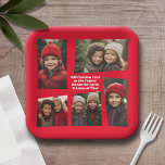 5 Foto Funky Retro Lijst met Tekst - Rood Papieren Bordje<br><div class="desc">Gebruik vijf afbeeldingen om een uniek en trendy party bord te maken. Het bevat een gebied voor 5 foto's in een funky retro lijst ontwerp. U kunt in het midden maximaal 4 regels tekst toevoegen om de partij of gebeurtenis toe te voegen.</div>
