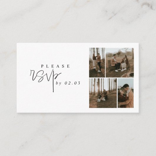 5 foto gelukkige momenten collage minimale RSVP Informatiekaartje (Voorkant)