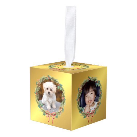 5 Foto Gold Foil - Eigen kerstmankage Decoratie (Voorkant hoekig)