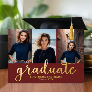5 Foto Graduation Party Modern Script Gold Folie Uitnodiging