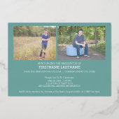 5 Foto Graduation Party Modern Script Gold Folie Uitnodiging (Achterkant)