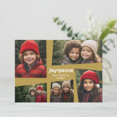 5 Foto Holiday Collage Retro Joy and Peace - Gold Feestdagenkaart (Staand voorkant)