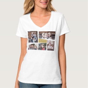 5 Foto Holiday Collage Retro Joy and Peace - Gold T-shirt