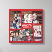 5 Foto Holiday Collage Retro Joy en Peace Green Canvas Afdruk (Voorkant)