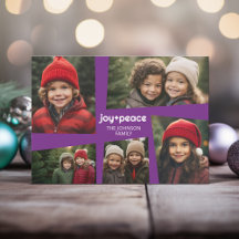 5 Foto Holiday Collage Retro Joy en Peace Paars